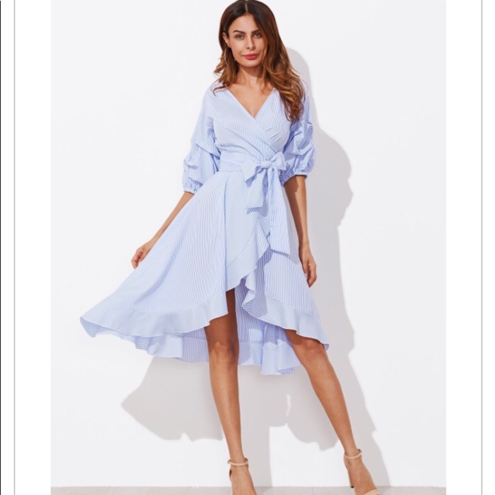 Blue Pinstriped Dress